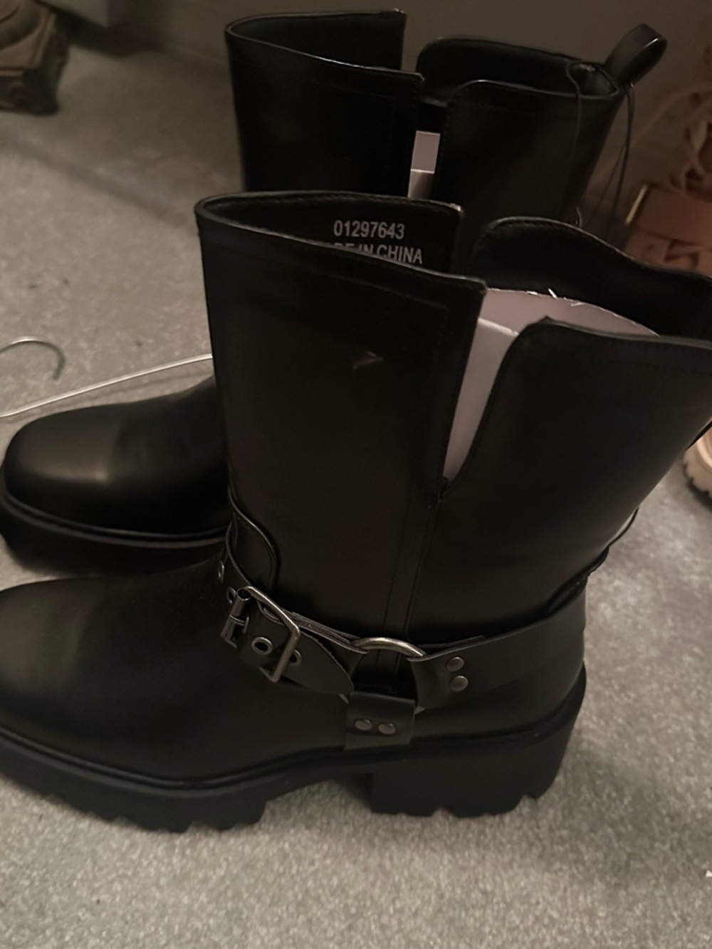 Forever 21 Black Chunky Harness Combat Boots - Picture 4 of 5